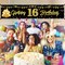 Happy 16th Birthday Banner Decorations for Boys, Black Gold 16 Birthday Signs Party Supplies, Sweet Sixteen Birthday Party Decor for Outdoor Indoor